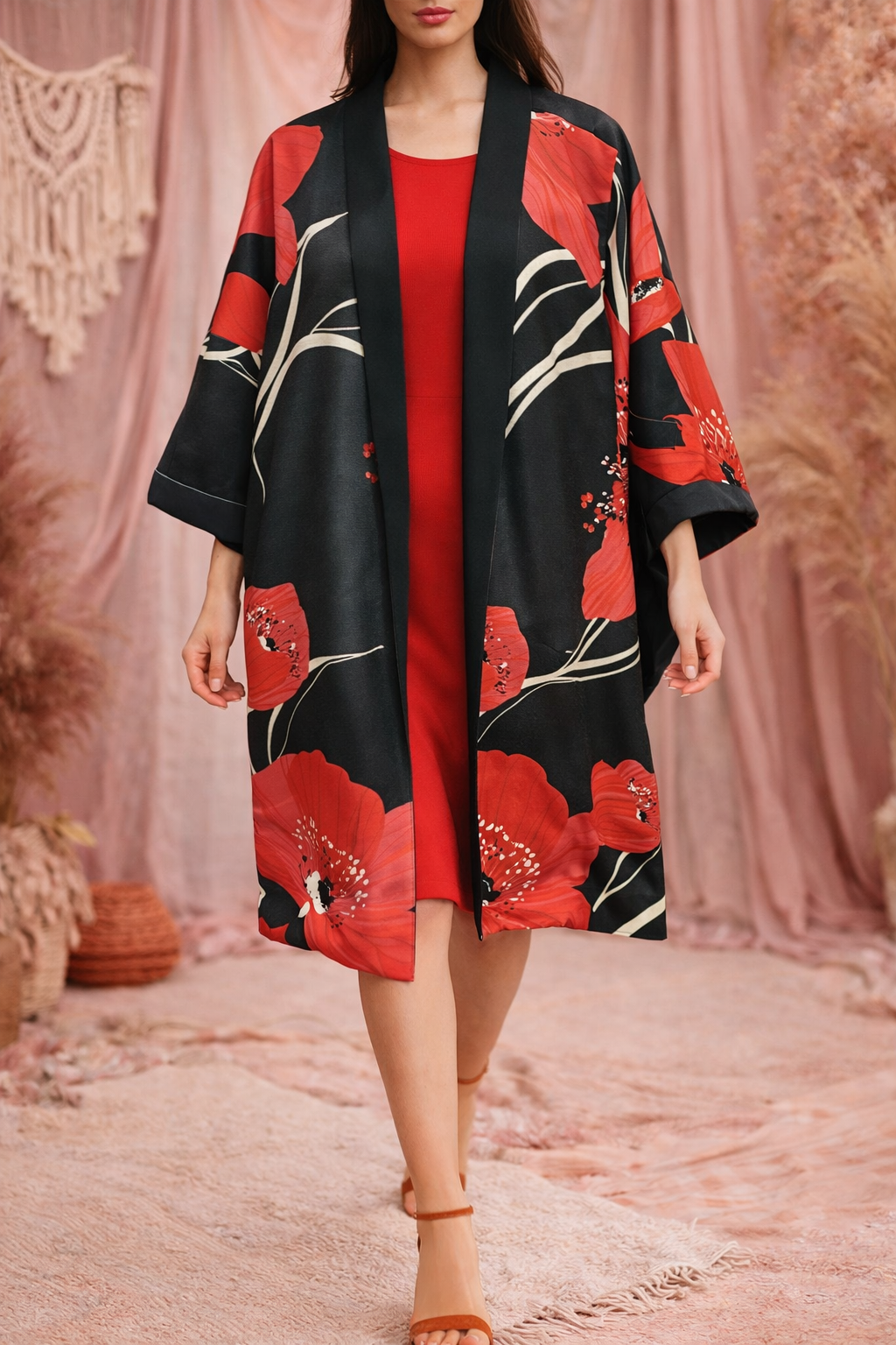 Veste Kimono "Coquelicot"